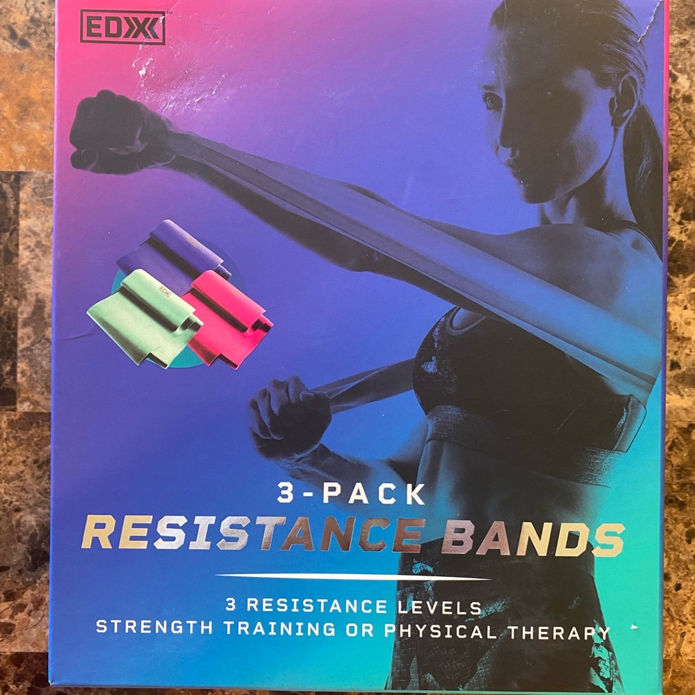 Resistance Bands 3 Pack 3 Resistance Levels . Pink’ Green’ Purple